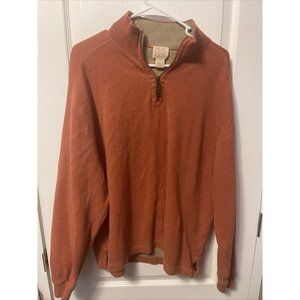 Jos A Bank 1/4 Zip cotton Pullover amber mens Large